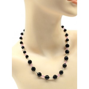 Бусы из агата шарик гр.7-10мм с фианитами, 47см