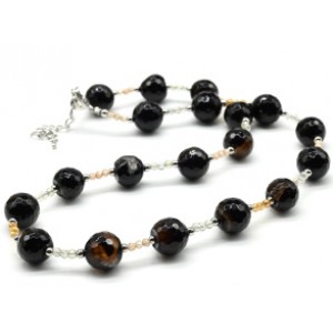 Бусы из агата шарик гр.11-12мм с фианитами, 47см Бусы из агата шарик гр.11-12мм с фианитами, 47см