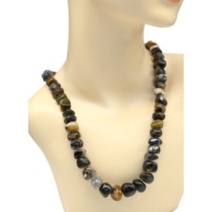 Бусы из Агата мохового галтовка, 52см, 63,8г