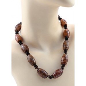 Бусы из агата ДЗИ "Три глаза" бочонок 14*23мм, 49см