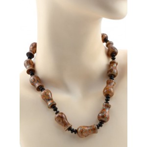 Бусы из агата ДЗИ "Три глаза"  кувшинчик 15*25мм, цвет  рыжий, 48см