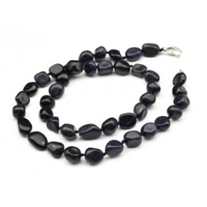 Бусы галтовка из авантюрина синего, 48см (иск.)