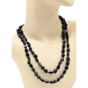 Бусы из авантюрина синего галтовка 110-120см (иск.)