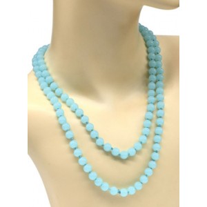 Бусы 120см шарик 8мм цвет аквамарин (иск.)