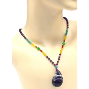 Бусы из аметиста шарик 4,5мм с подвеской, 58см Бусы из аметиста шарик 4,5мм с подвеской, 58см