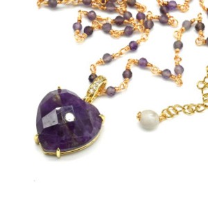 Бусы с подвеской "Сердце" из аметиста, 88см Бусы с подвеской "Сердце" из аметиста, 88см