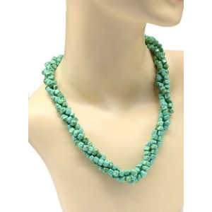 Бусы из бирюзы иранской (имитация) 3 нити кубик 6мм, 50см