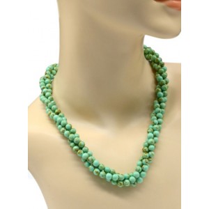 Бусы из бирюзы иранской (имитация) 3 нити шарик 6мм, 48см