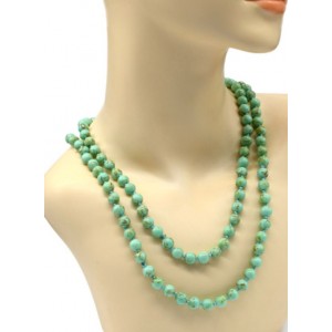Бусы длинные из бирюзы иранской (имитация) шарик 8мм