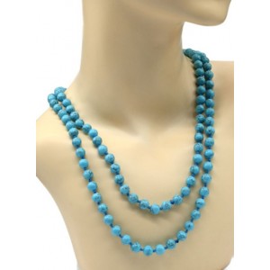 Бусы длинные из бирюзы (имитация) шарик 8мм