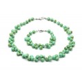 Комплект: бусы, браслет из бирюзы иранской (имитация) шарик 8мм, 50см, 22см Комплект: бусы, браслет из бирюзы иранской (имитация) шарик 8мм, 50см, 22см