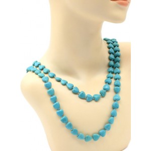 Длинные бусы из бирюзы сердце 12*11мм (иск.)