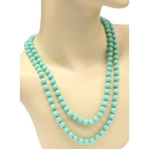 Бусы 120см шарик 8мм цвет бирюзовый. (иск.)