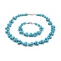 Комплект: бусы, браслет из бирюзы (имитация) шарик 8мм, 50см, 22см Комплект: бусы, браслет из бирюзы (имитация) шарик 8мм, 50см, 22см