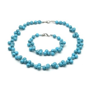 Комплект: бусы, браслет из бирюзы (имитация) шарик 8мм, 50см, 22см Комплект: бусы, браслет из бирюзы (имитация) шарик 8мм, 50см, 22см