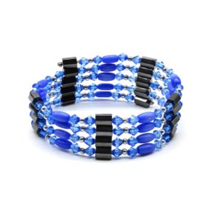 Бусы-браслет магнитные с гематитом 6*8мм, цвет синий, 87см