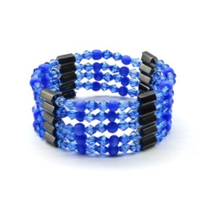 Бусы-браслет магнитные с гематитом 6*8мм, цвет синий, 87см