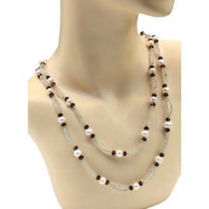 Бусы из натурального жемчуга с бисером, 115-120см