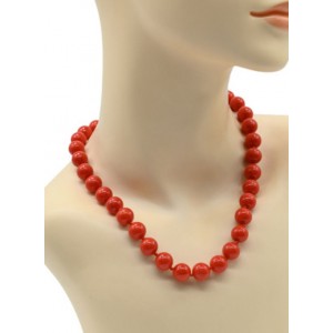 Бусы из майорки шарик 12мм алый, 46см (иск.)