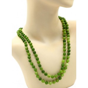 Бусы 110-120см из кальцита тонированного шарик 8мм цвет нефрит