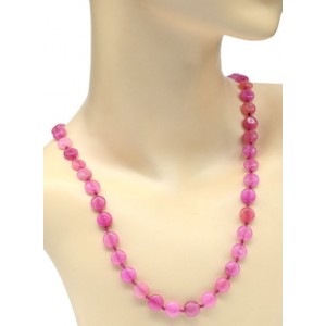 Бусы из кальцита круг 10мм цвет розовый, 58см