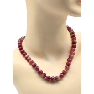 Бусы из кальцита шарик 10мм цвет клубничный, 44см