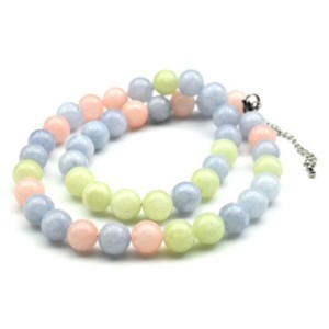 Бусы из кальцита шарик 10мм цвет голубой, розовый, мятный, 44см