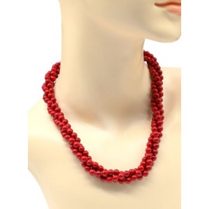 Бусы из коралла (имитация) 3 нити шарик 6мм, 48см