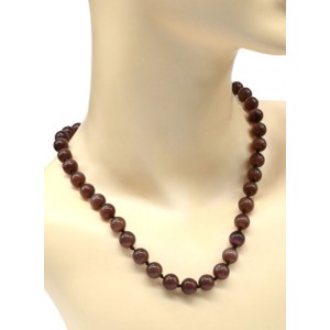 Бусы из кошачьего глаза (синт.) шарик 10мм, цвет ежевичный, 46см (иск.)