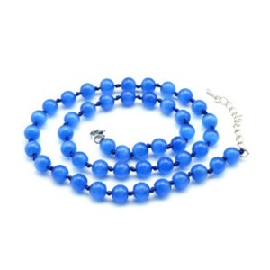 Бусы из кошачьего глаза (синт.) шарик 8мм цвет синий, 45см (иск.)