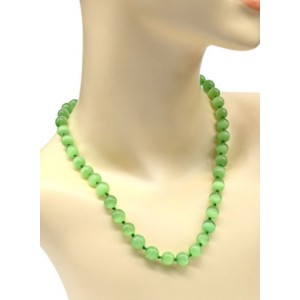 Бусы из кошачьего глаза (синт.) шарик 10мм цвет зеленый, 46см (иск.)