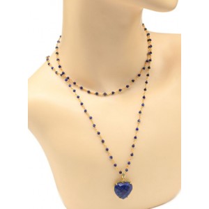 Бусы с подвеской "Сердце" из лазурита, 88см