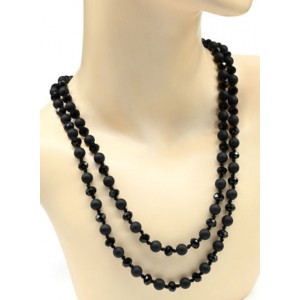 Бусы 120см из шунгита искусственного и циркона шарик 8мм