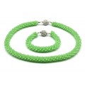 Бусы и браслет из циркона "Жгут" цвет зеленый светлый, 47см, 20см (иск.)