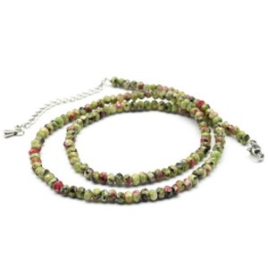 Бусы из цоизита (имитация) рондель гр.4*3мм, цвет ассорти, 45,5см