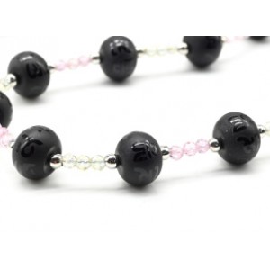 Бусы из шунгита рондель 10мм с фианитами , 48см (иск.)