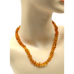 Бусы из янтаря с бисером галтовка цвет светло-коньячный, 46см