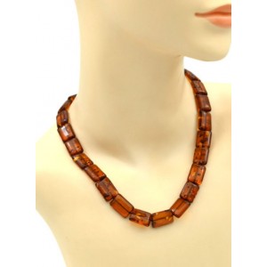 Бусы янтарные прямоугольник 12*17мм коньячный, 46см (иск.)