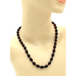 Бусы из янтаря рис 8*12мм вишня, 46см (иск.)