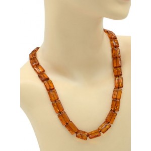 Бусы янтарные прямоугольник 12*17мм св.коньячный, 53см (иск.)