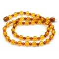 Бусы с натуральным янтарем шарик 4мм, 6мм медовый, св.коньячный, 45см