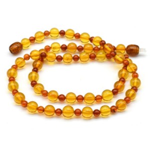 Бусы с натуральным янтарем шарик 4мм, 6мм медовый, св.коньячный, 45см