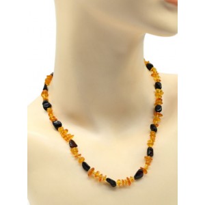 Бусы из янтаря галтовка, крошка кофейный, медовый, 45см