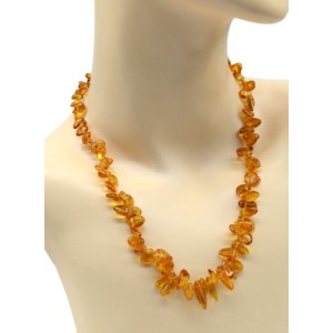 Бусы из янтаря облепиха цвет  светло-коньячный, 50см