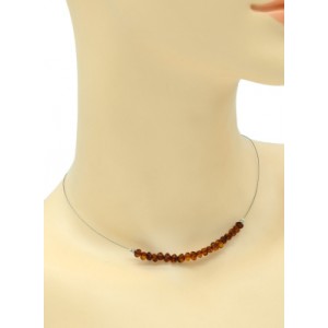 Бусы с янтарем на струне галтовка 4мм цвет коньячный, 40см