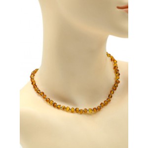 Бусы янтарные лечебные с бисером "кусанка" 5мм цвет св.коньячный, 40см