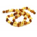 Бусы из янтаря галтовка с бисером молочный, коньячный, 44см