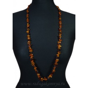 Бусы из янтаря облепиха мелкая коньячный, кофейный, 97см