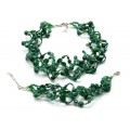 Комплект: бусы, браслет "Волна" 5 нитей цвет зеленый, 45см, 18см (иск.)