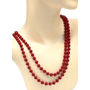 Бусы 120см шарик 8мм цвет красный (иск.)